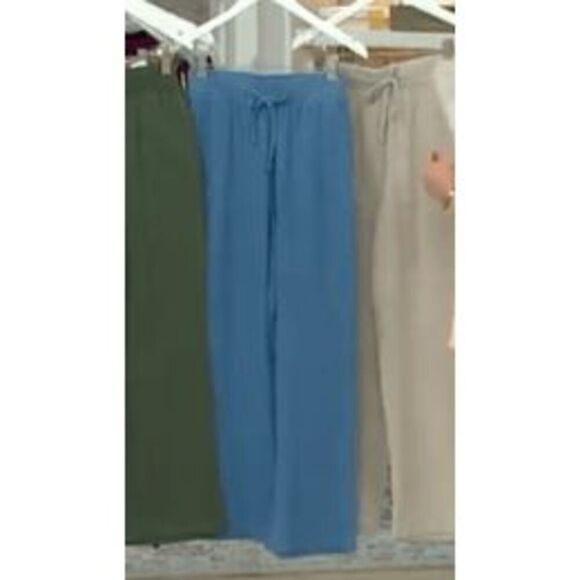 Denim & Co Naturals 3X Crinkle Gauze Wide Leg Pants with Pockets Denim Blue NWT - Picture 1 of 4
